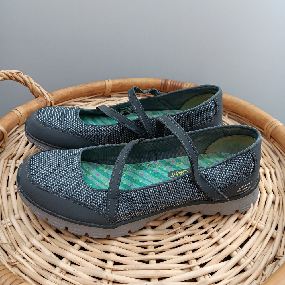 Skechers Stop Over Flex Navy Mary Jane Slip-On Flats